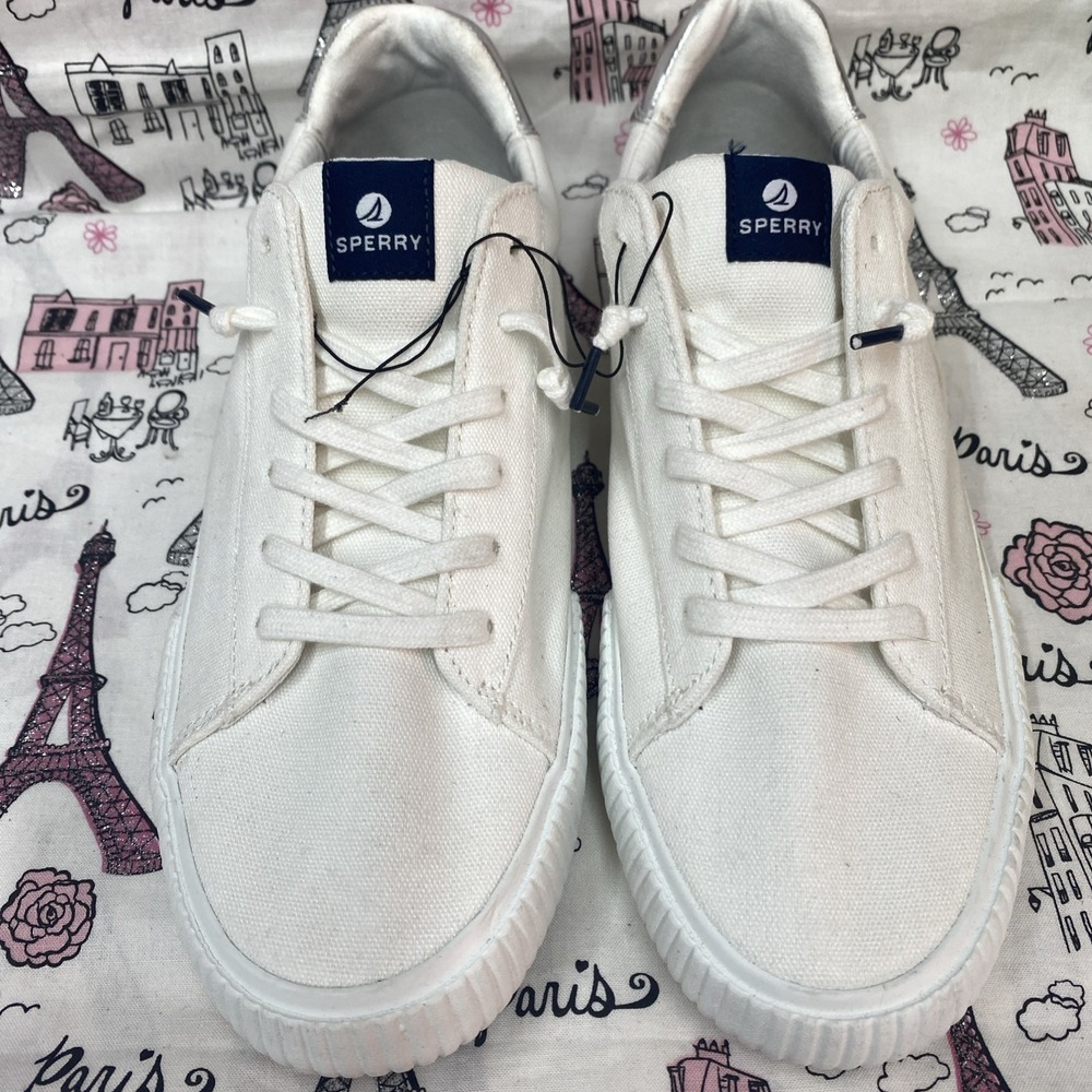 Sperry Seabed Casual Slip-On Shoes, White Canvas, Women's 8.5 NEW Without Box.